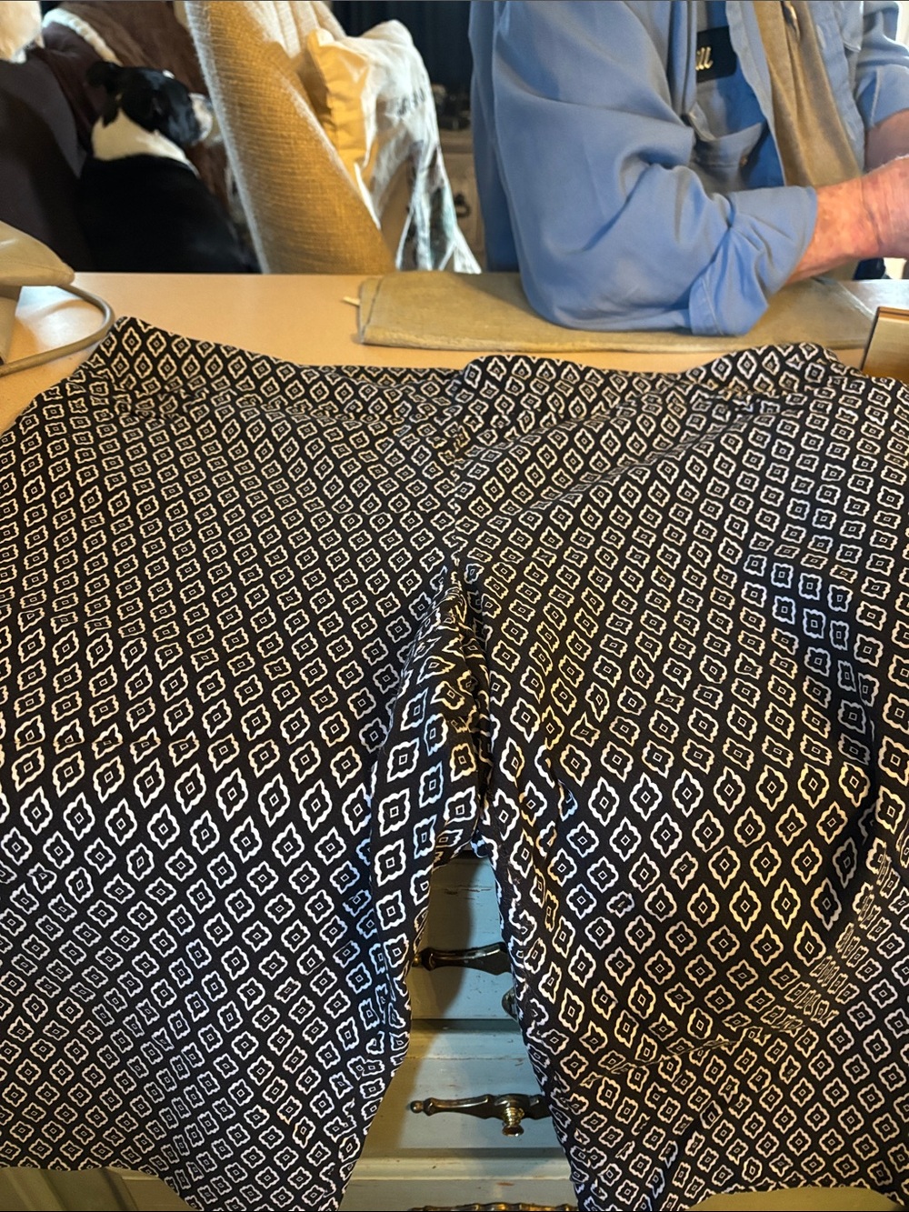 Terra & Sky Black and White Geometric Capri Pants